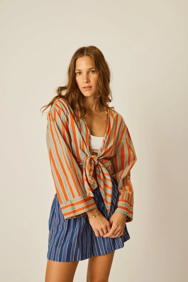 Adriana Top Batik Stripe Sage Women Natalie Martin Tops