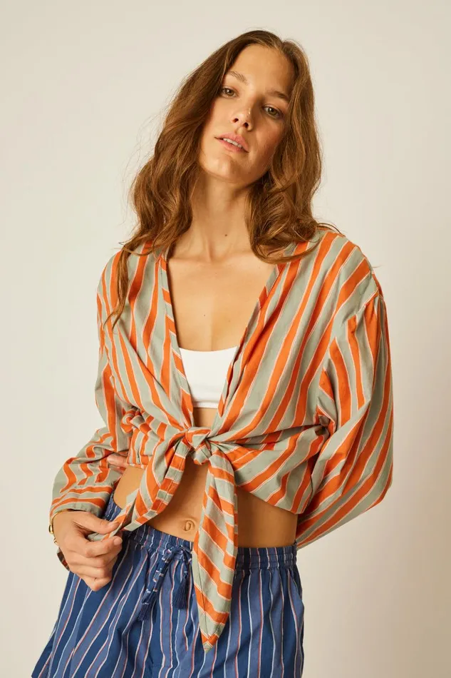 Adriana Top Batik Stripe Sage Women Natalie Martin Tops