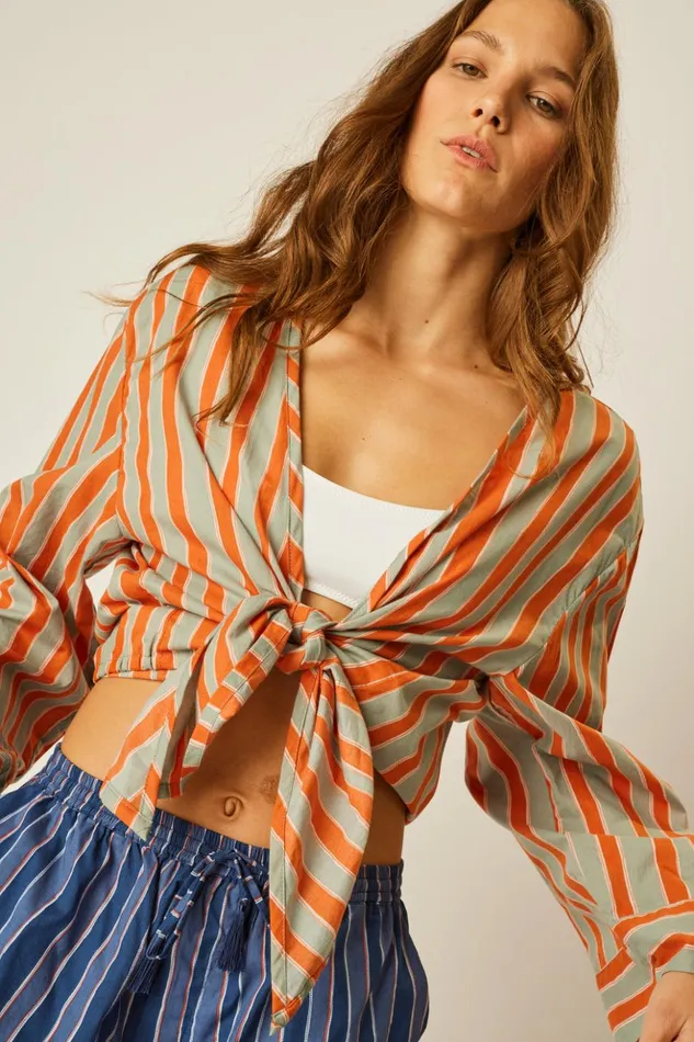 Adriana Top Batik Stripe Sage Women Natalie Martin Tops