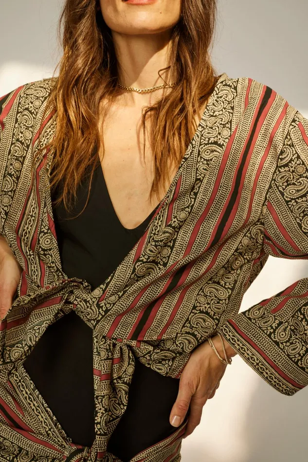 Adriana Top Paisley Stripe Black Women Natalie Martin Tops