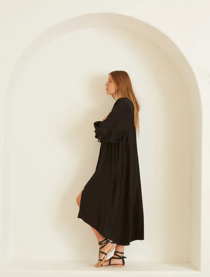 Alex Midi With Sash Black Silk Women Natalie Martin Coverups