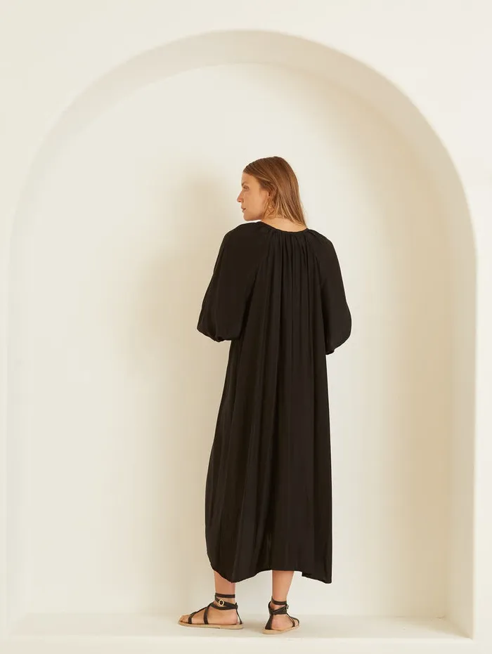 Alex Midi With Sash Black Silk Women Natalie Martin Coverups