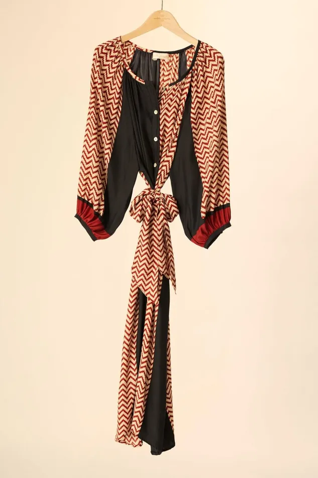 Alex Midi With Sash Block Zigzag Noire Women Natalie Martin Dresses