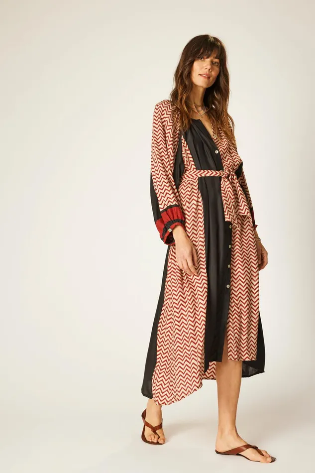 Alex Midi With Sash Block Zigzag Noire Women Natalie Martin Dresses