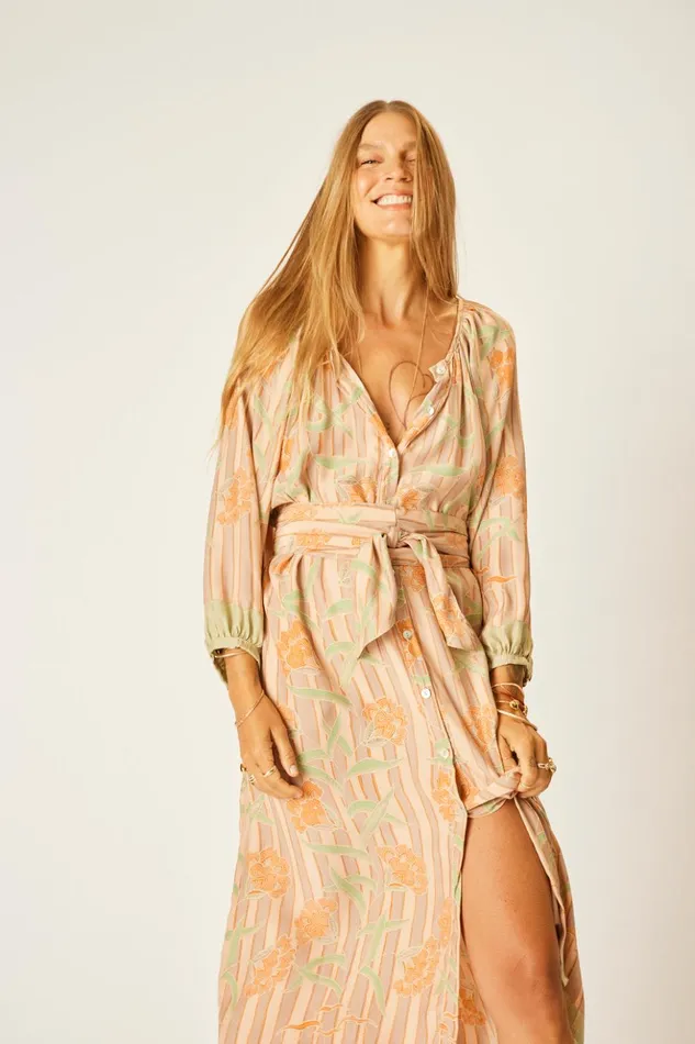 Alex Midi With Sash Chamomile Apricot Women Natalie Martin Dresses