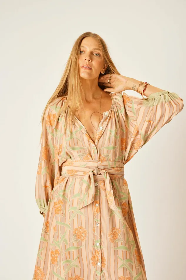 Alex Midi With Sash Chamomile Apricot Women Natalie Martin Dresses Alex Midi With Sash Chamomile Apricot Women Natalie Martin Dresses