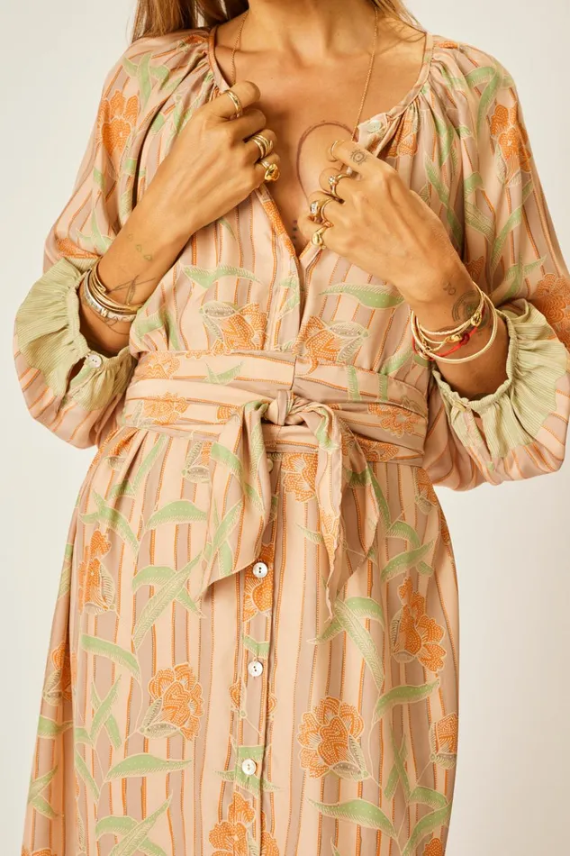 Alex Midi With Sash Chamomile Apricot Women Natalie Martin Dresses Alex Midi With Sash Chamomile Apricot Women Natalie Martin Dresses