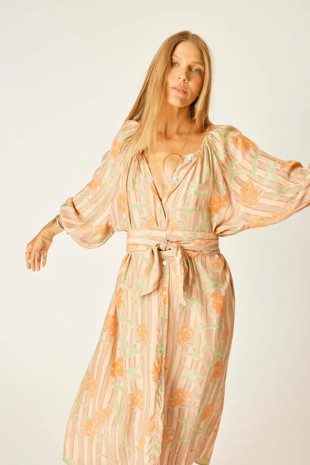Alex Midi With Sash Chamomile Apricot Women Natalie Martin Dresses Alex Midi With Sash Chamomile Apricot Women Natalie Martin Dresses