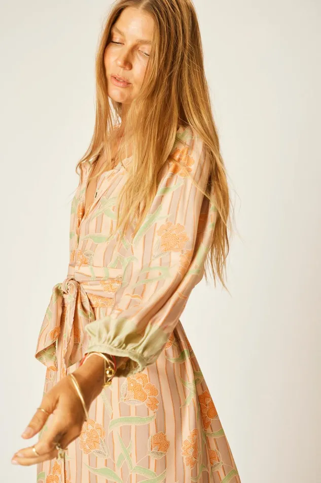 Alex Midi With Sash Chamomile Apricot Women Natalie Martin Dresses Alex Midi With Sash Chamomile Apricot Women Natalie Martin Dresses