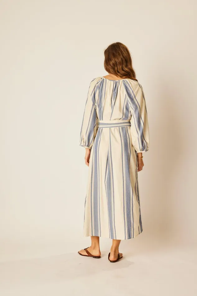 Alex Midi With Sash French Stripe Blue Women Natalie Martin Dresses