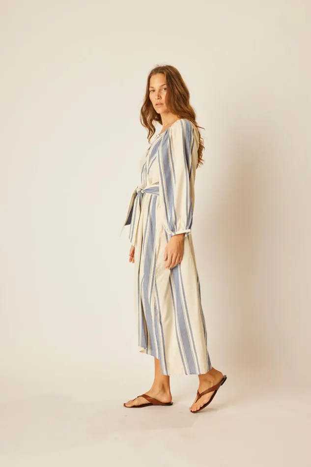Alex Midi With Sash French Stripe Blue Women Natalie Martin Dresses