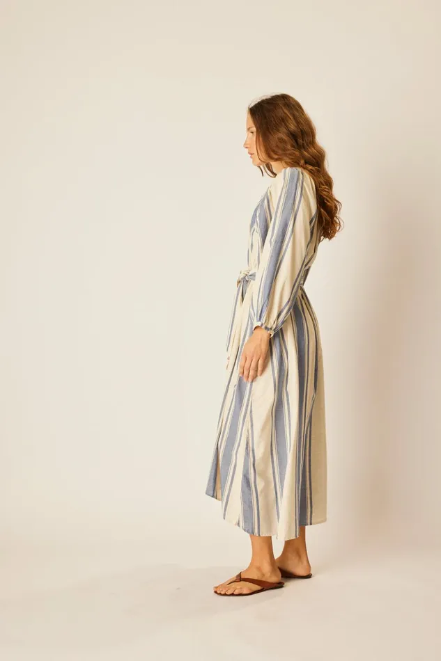 Alex Midi With Sash French Stripe Blue Women Natalie Martin Dresses