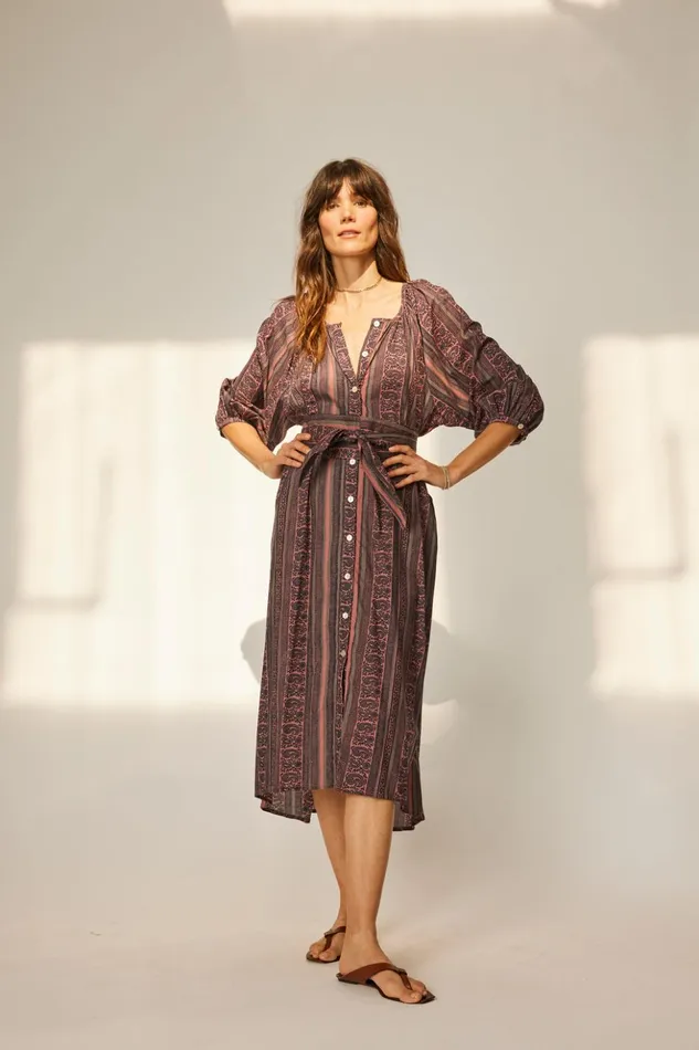 Alex Midi With Sash Paisley Stripe Heather Women Natalie Martin Dresses