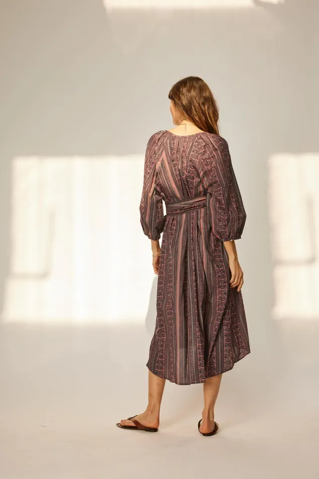Alex Midi With Sash Paisley Stripe Heather Women Natalie Martin Dresses