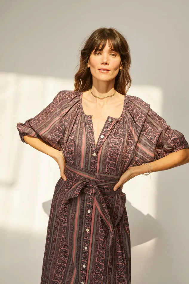 Alex Midi With Sash Paisley Stripe Heather Women Natalie Martin Dresses