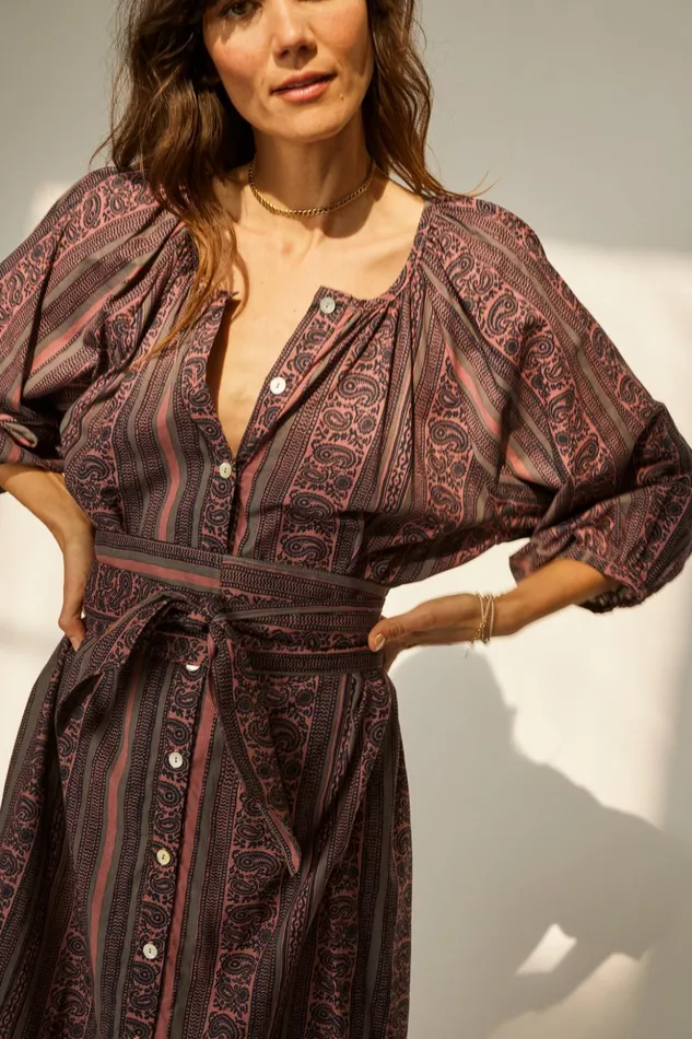Alex Midi With Sash Paisley Stripe Heather Women Natalie Martin Dresses