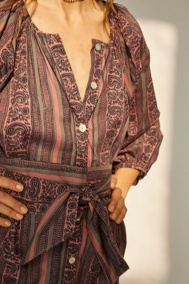 Alex Midi With Sash Paisley Stripe Heather Women Natalie Martin Dresses