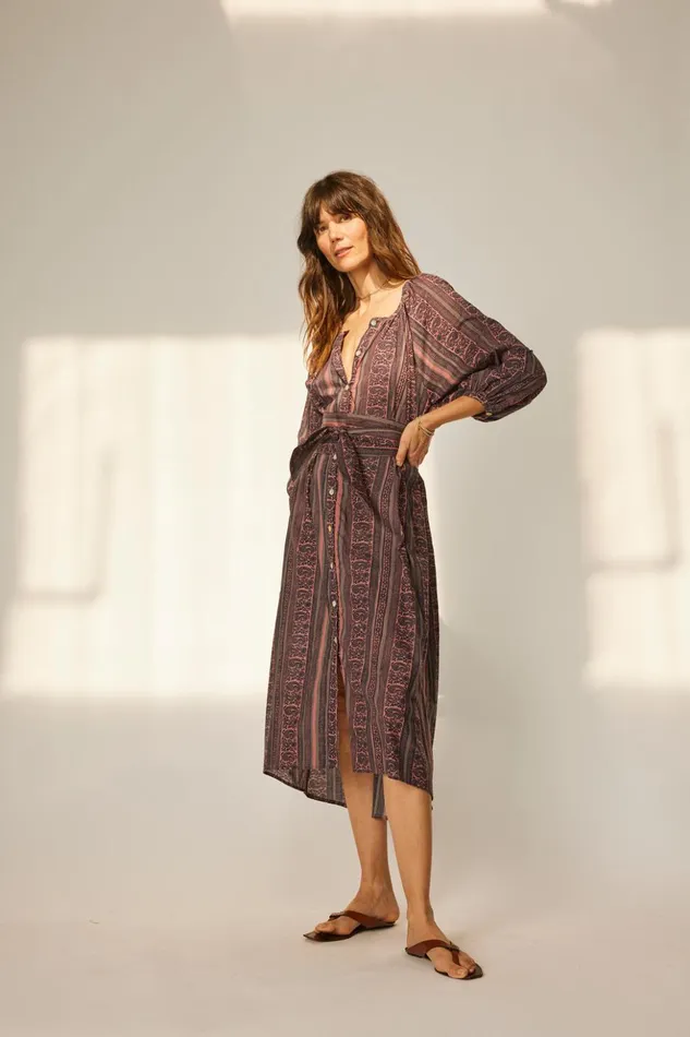 Alex Midi With Sash Paisley Stripe Heather Women Natalie Martin Dresses
