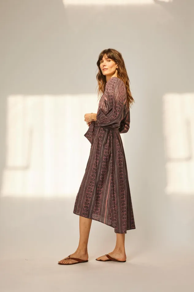 Alex Midi With Sash Paisley Stripe Heather Women Natalie Martin Dresses