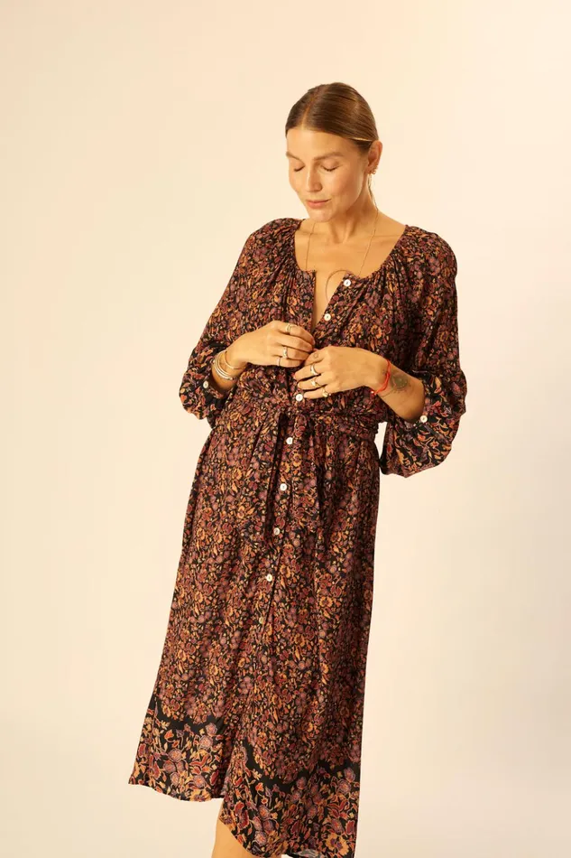 Alex Midi With Sash Petite Fleur Aubergine Women Natalie Martin Dresses