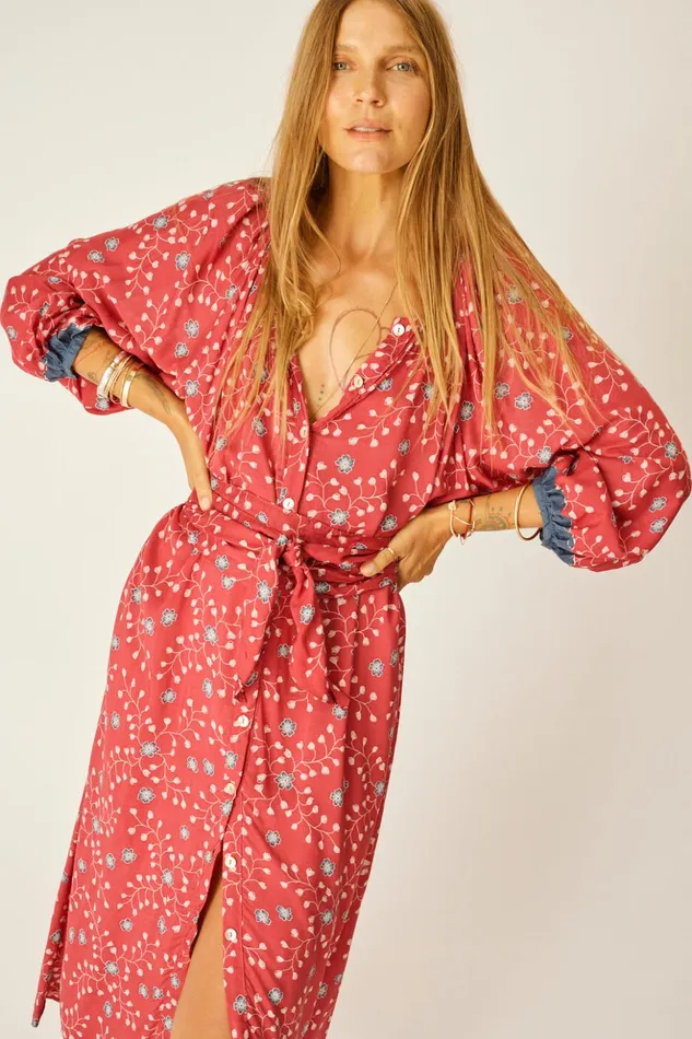 Alex Midi With Sash Pinwheel Barn Red Women Natalie Martin Dresses