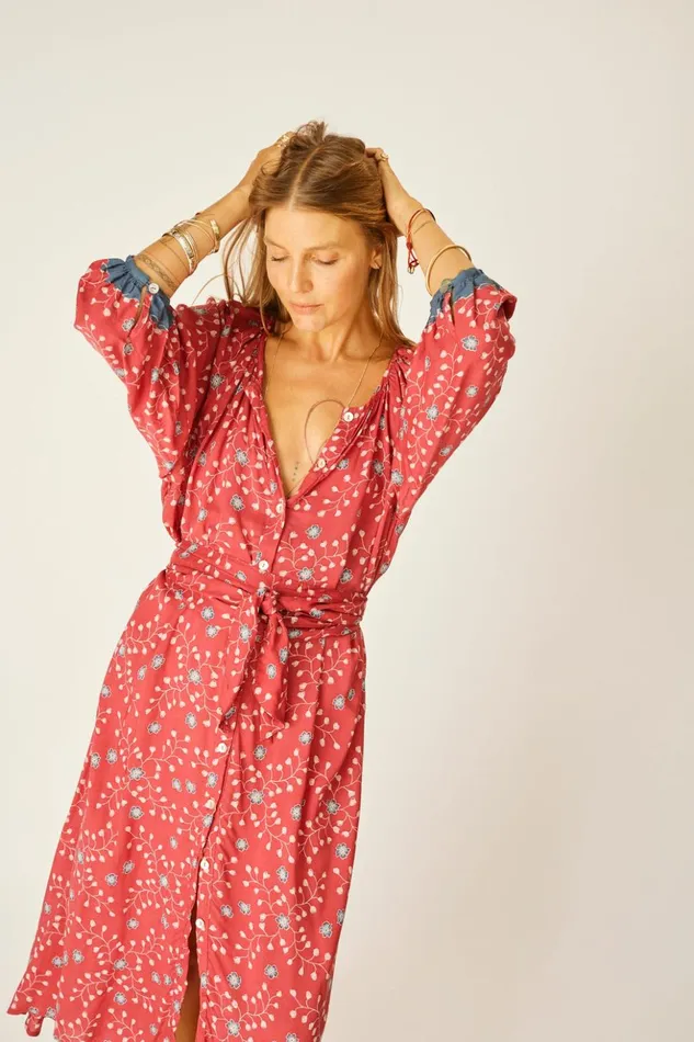 Alex Midi With Sash Pinwheel Barn Red Women Natalie Martin Dresses Alex Midi With Sash Pinwheel Barn Red Women Natalie Martin Dresses
