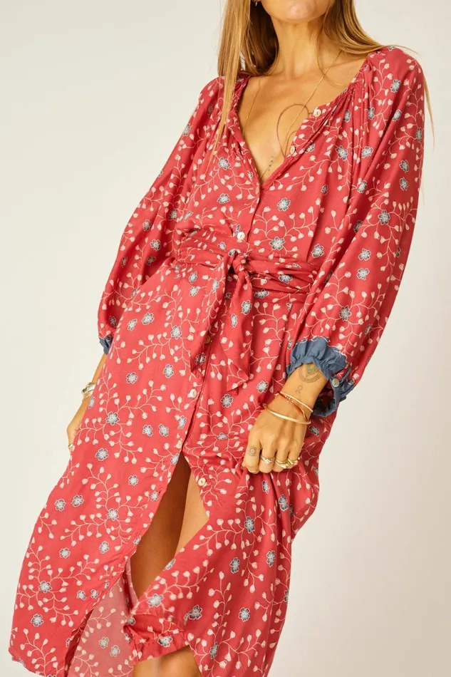Alex Midi With Sash Pinwheel Barn Red Women Natalie Martin Dresses Alex Midi With Sash Pinwheel Barn Red Women Natalie Martin Dresses