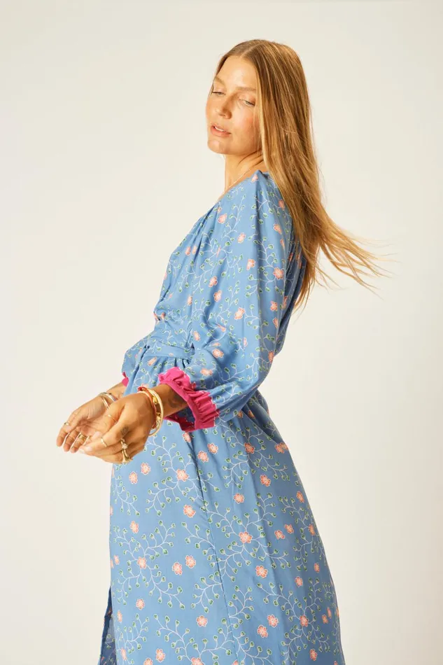 Alex Midi With Sash Pinwheel Denim Women Natalie Martin Dresses Alex Midi With Sash Pinwheel Denim Women Natalie Martin Dresses