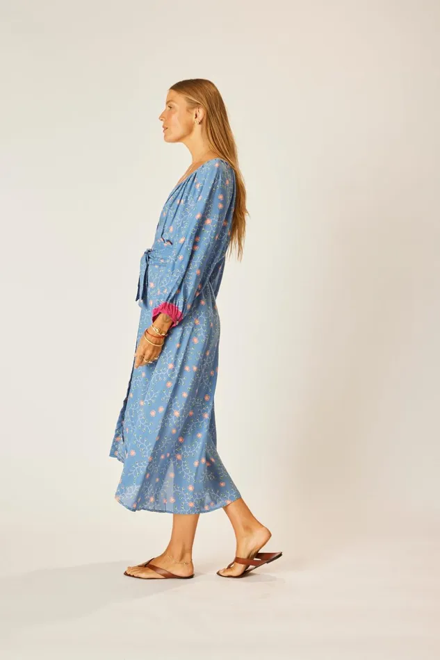 Alex Midi With Sash Pinwheel Denim Women Natalie Martin Dresses Alex Midi With Sash Pinwheel Denim Women Natalie Martin Dresses