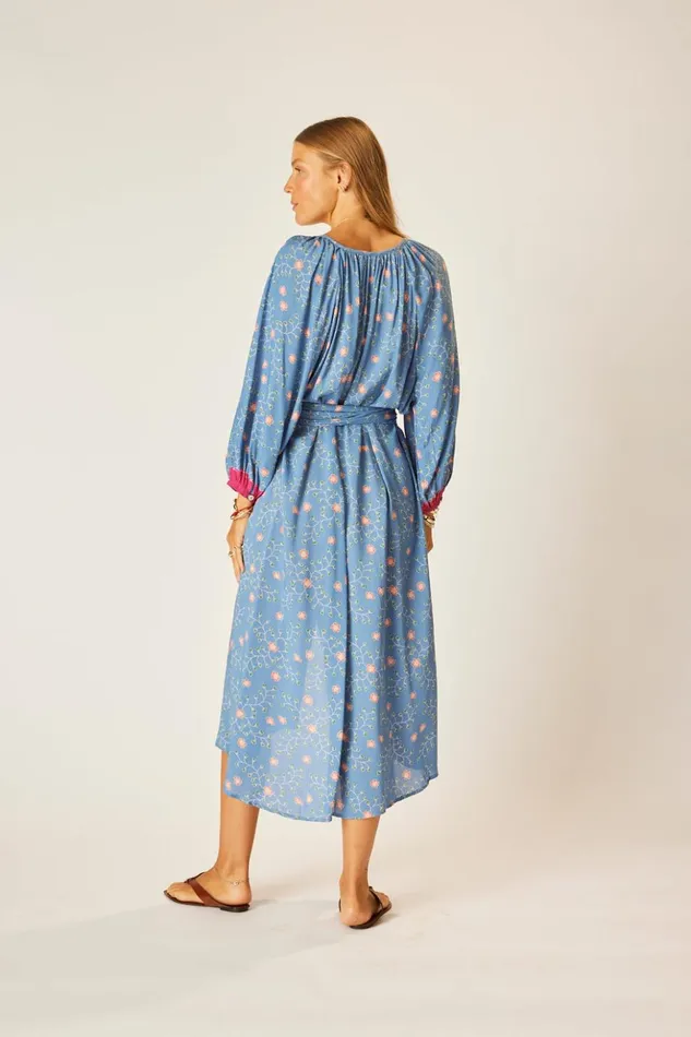 Alex Midi With Sash Pinwheel Denim Women Natalie Martin Dresses Alex Midi With Sash Pinwheel Denim Women Natalie Martin Dresses