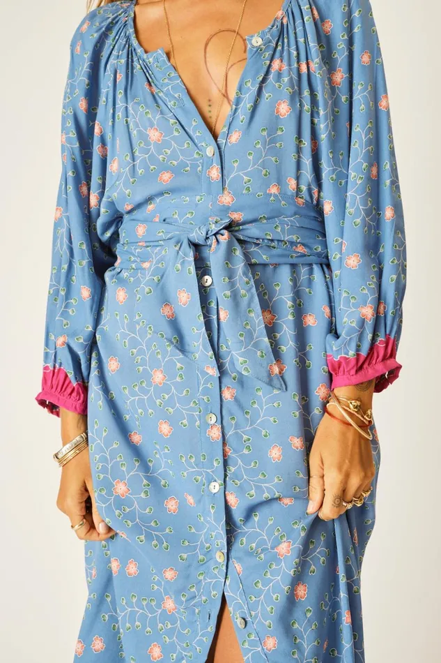 Alex Midi With Sash Pinwheel Denim Women Natalie Martin Dresses Alex Midi With Sash Pinwheel Denim Women Natalie Martin Dresses