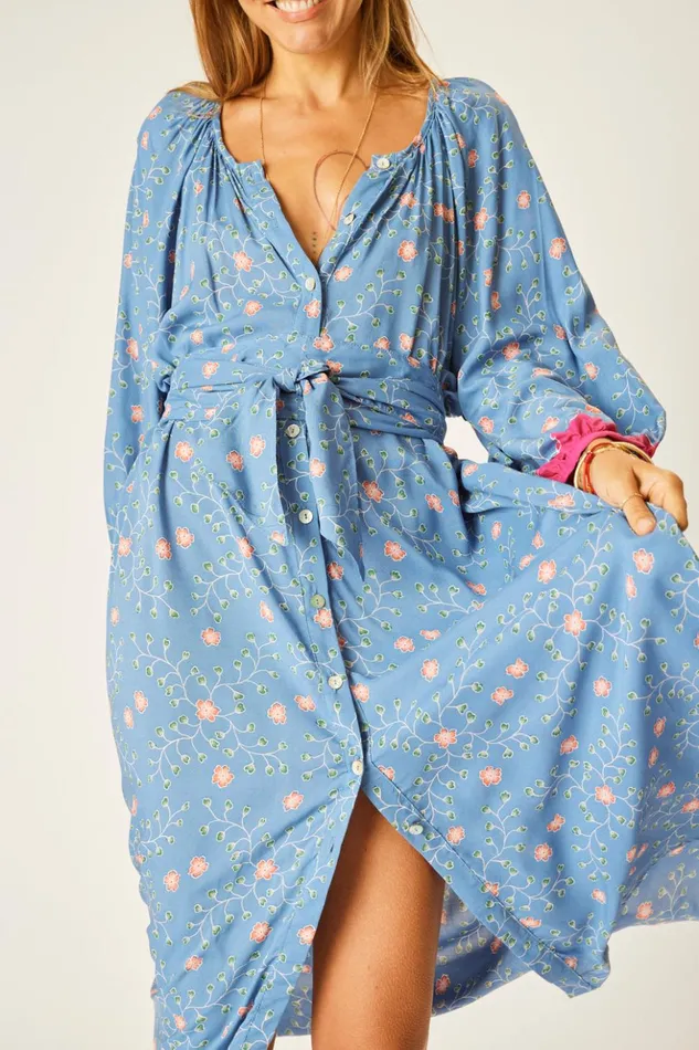 Alex Midi With Sash Pinwheel Denim Women Natalie Martin Dresses Alex Midi With Sash Pinwheel Denim Women Natalie Martin Dresses