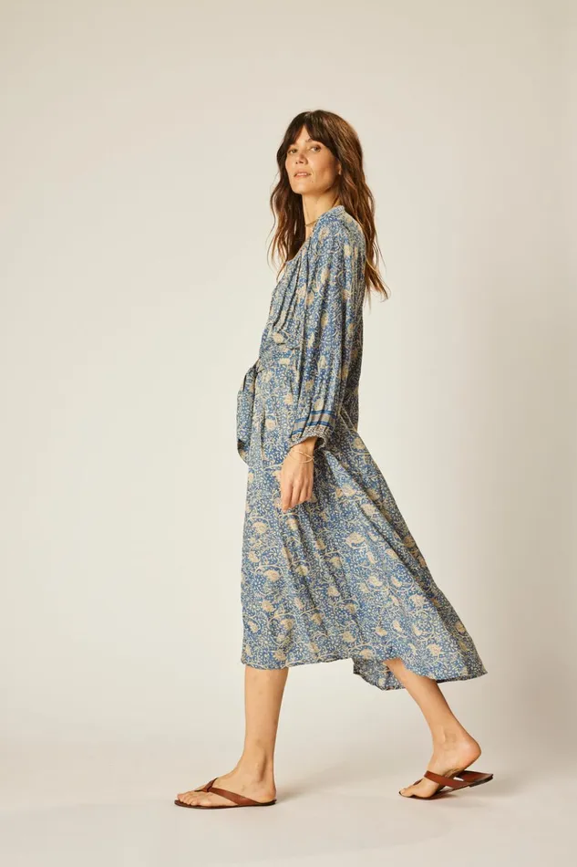 Alex Midi With Sash Water Lily Blue Women Natalie Martin Dresses Alex Midi With Sash Water Lily Blue Women Natalie Martin Dresses