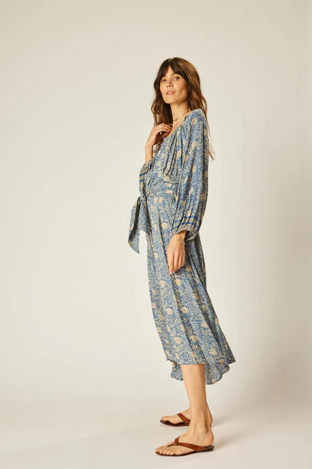 Alex Midi With Sash Water Lily Blue Women Natalie Martin Dresses Alex Midi With Sash Water Lily Blue Women Natalie Martin Dresses