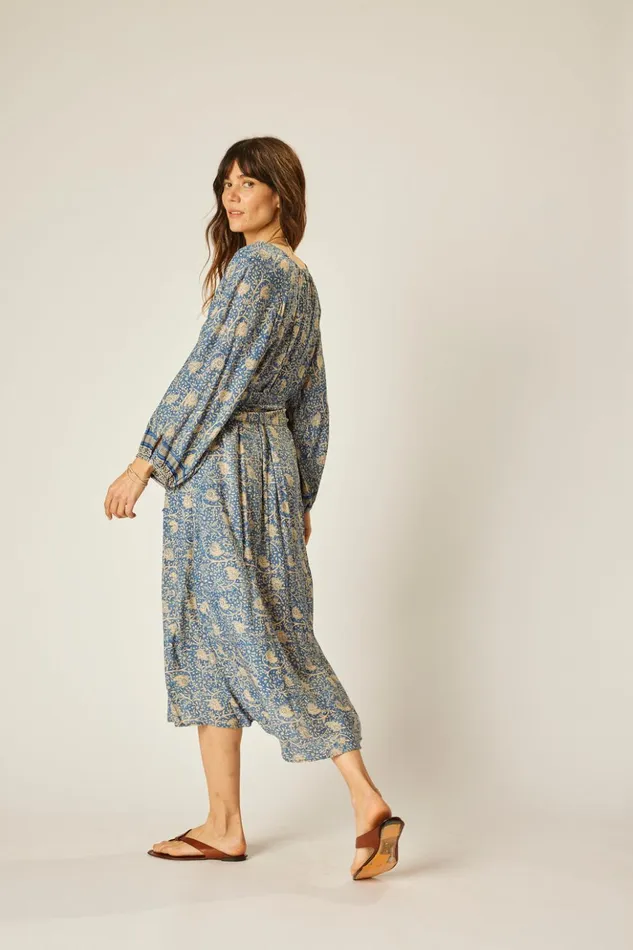 Alex Midi With Sash Water Lily Blue Women Natalie Martin Dresses Alex Midi With Sash Water Lily Blue Women Natalie Martin Dresses