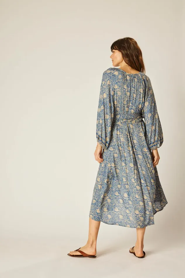 Alex Midi With Sash Water Lily Blue Women Natalie Martin Dresses Alex Midi With Sash Water Lily Blue Women Natalie Martin Dresses
