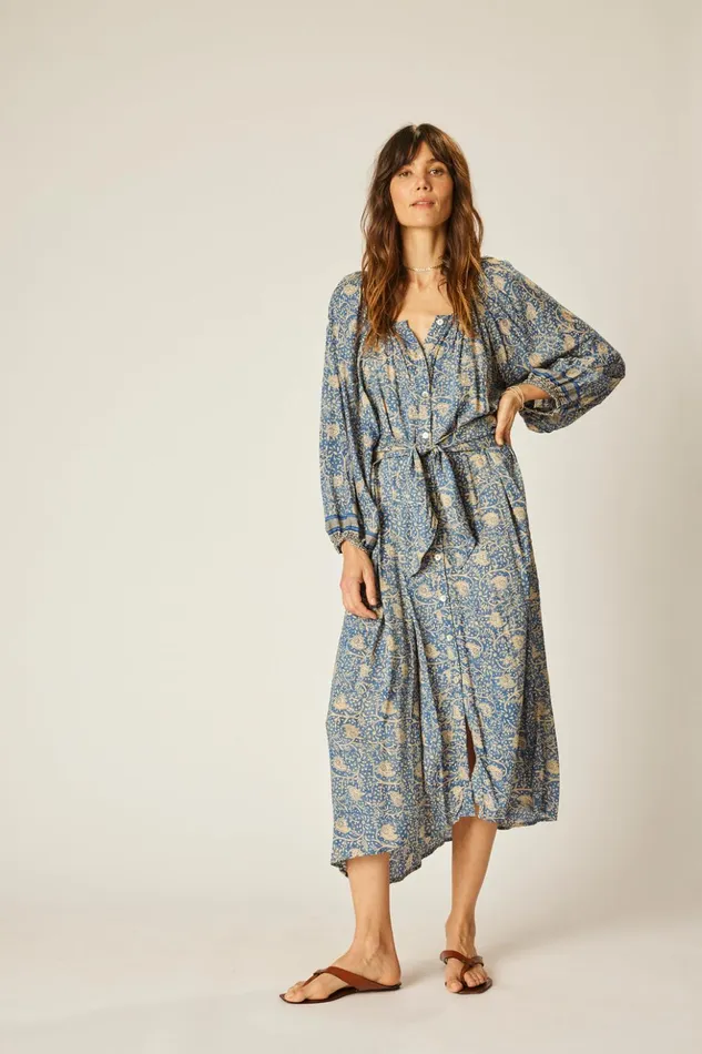 Alex Midi With Sash Water Lily Blue Women Natalie Martin Dresses Alex Midi With Sash Water Lily Blue Women Natalie Martin Dresses