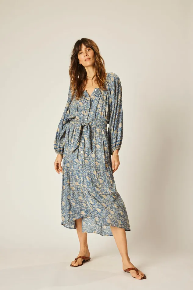 Alex Midi With Sash Water Lily Blue Women Natalie Martin Dresses Alex Midi With Sash Water Lily Blue Women Natalie Martin Dresses