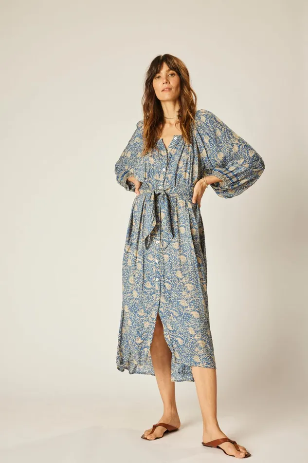 Alex Midi With Sash Water Lily Blue Women Natalie Martin Dresses Alex Midi With Sash Water Lily Blue Women Natalie Martin Dresses