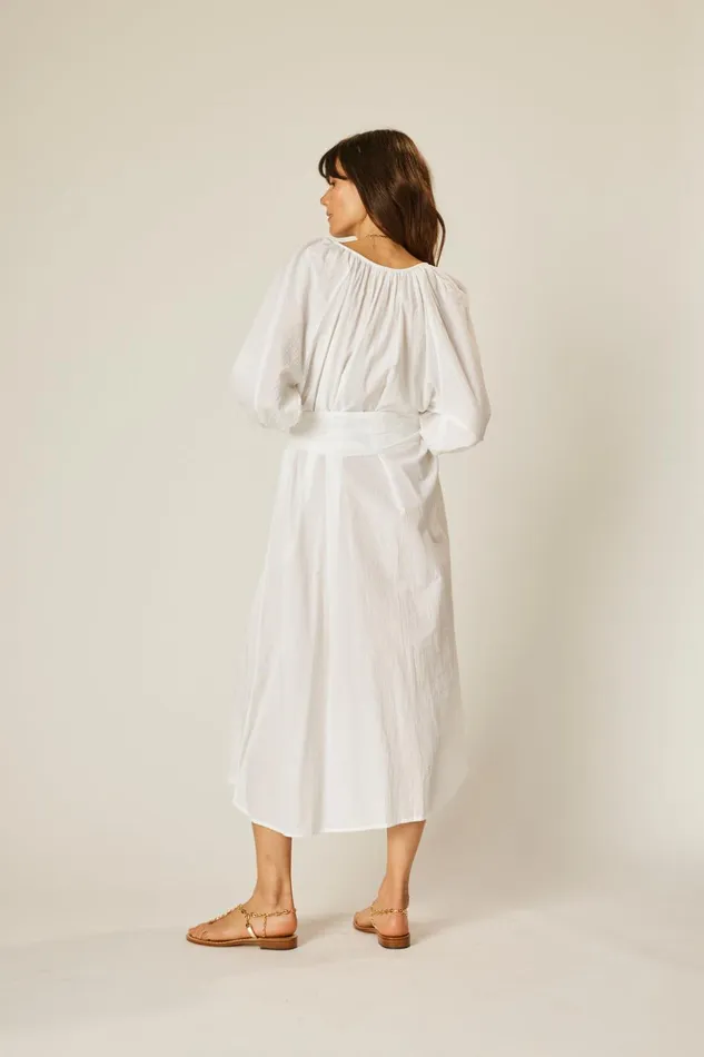 Alex Midi With Sash White Flat Cotton Women Natalie Martin Dresses