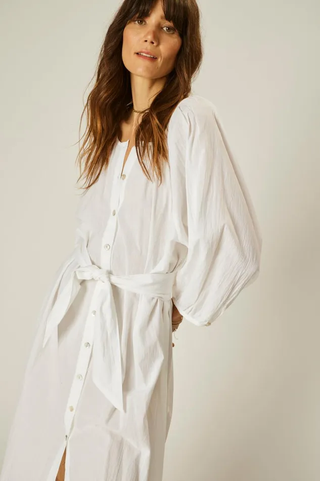 Alex Midi With Sash White Flat Cotton Women Natalie Martin Dresses