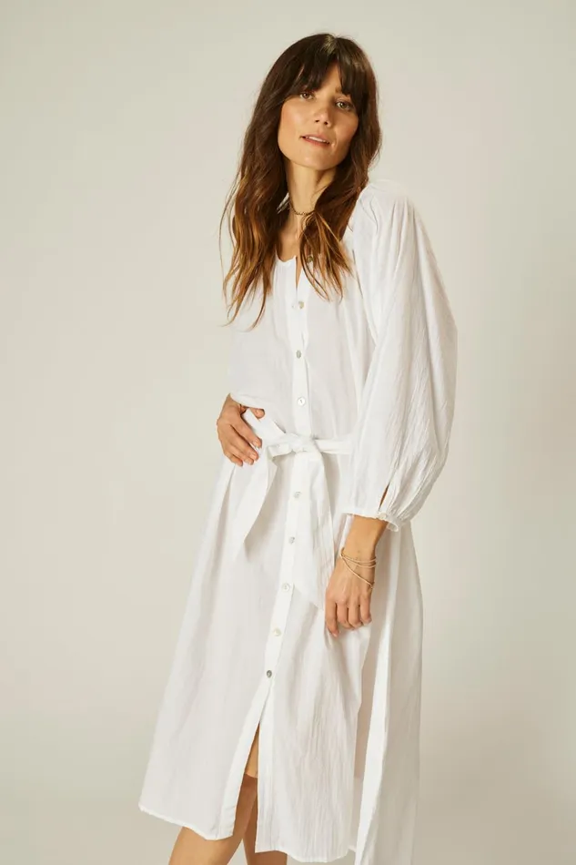 Alex Midi With Sash White Flat Cotton Women Natalie Martin Dresses