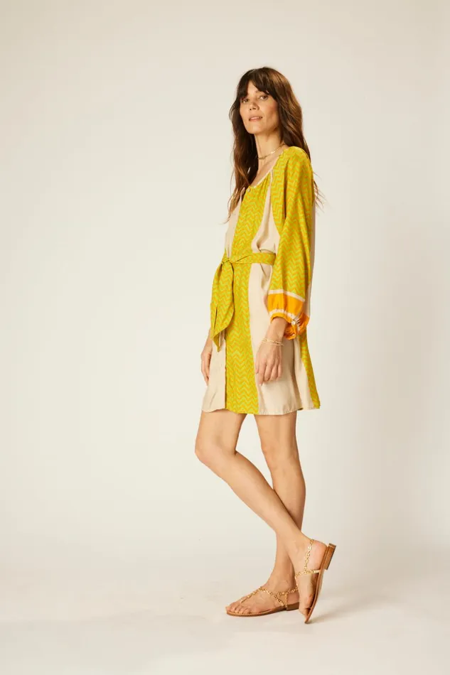 Alex Short Dress Block Zigzag Tangerine Women Natalie Martin Dresses