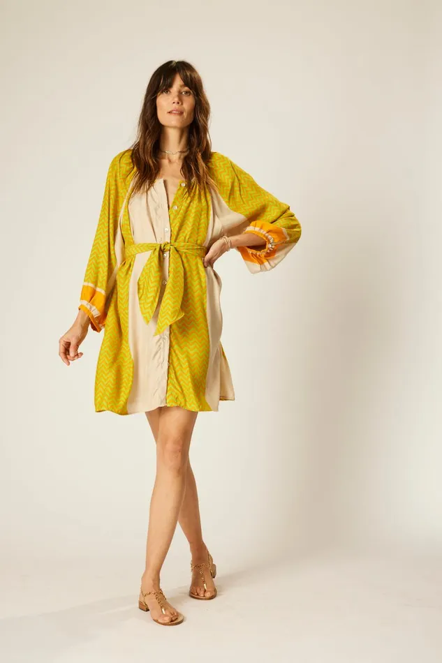 Alex Short Dress Block Zigzag Tangerine Women Natalie Martin Dresses