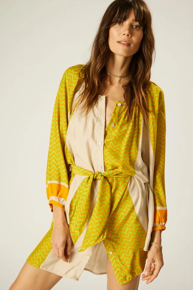 Alex Short Dress Block Zigzag Tangerine Women Natalie Martin Dresses