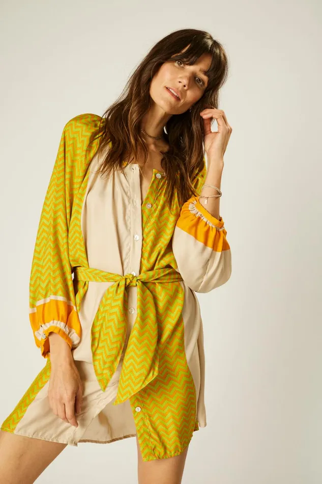 Alex Short Dress Block Zigzag Tangerine Women Natalie Martin Dresses