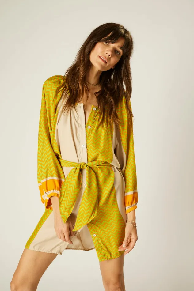 Alex Short Dress Block Zigzag Tangerine Women Natalie Martin Dresses
