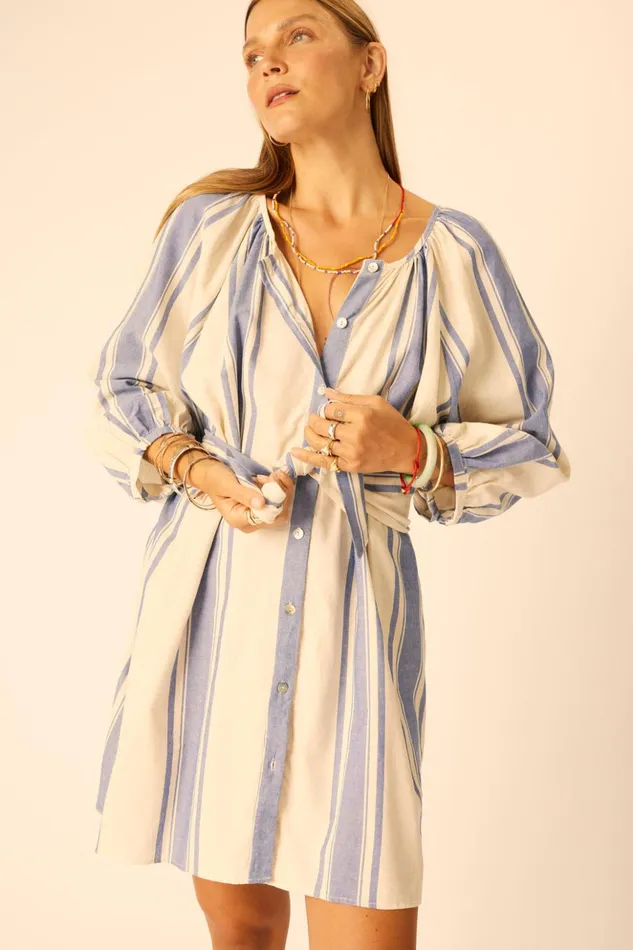 Alex Short Dress French Stripe Blue Women Natalie Martin Dresses