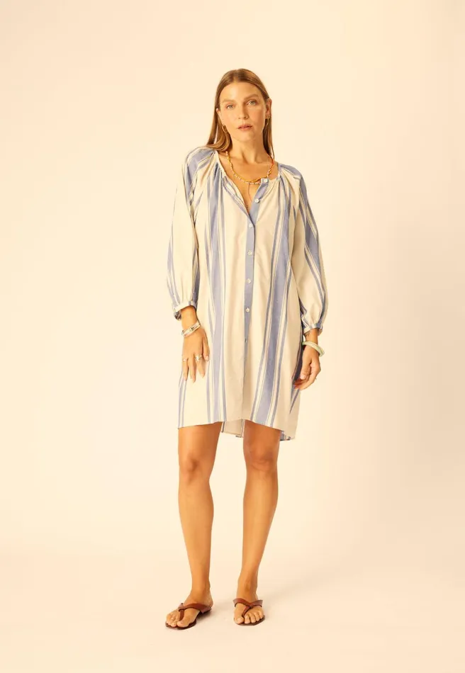 Alex Short Dress French Stripe Blue Women Natalie Martin Dresses
