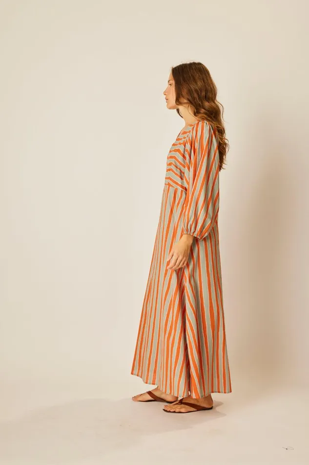 Alice Dress Batik Stripe Sage Women Natalie Martin Dresses